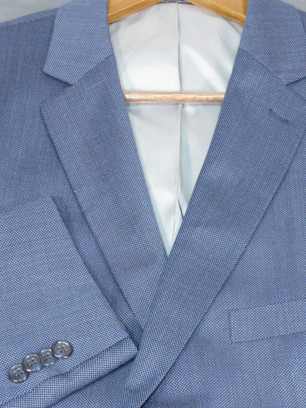 Paul Fredrick Navy Wool Blend Suit 48R / 38W Performance Stretch -- Tailored Fit